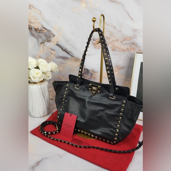 VALENTINO LEATHER ROCKSTUD SATCHEL - Picture 2 of 15